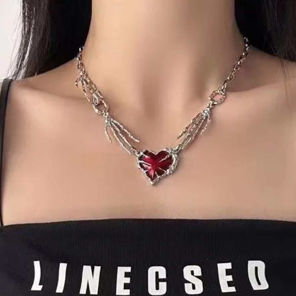 Halloween Gothic Necklace Bloody Heart – Punk Statement Jewelry